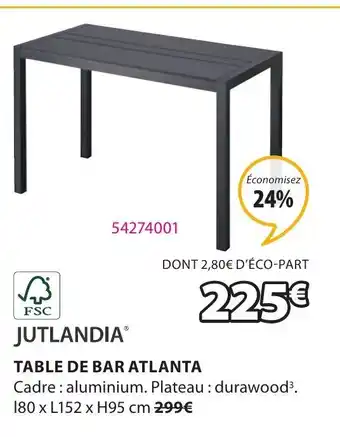 JYSK Table De Bar Atlanta offre
