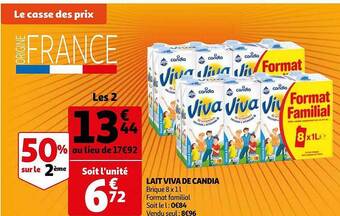 Auchan Lait viva de candia offre