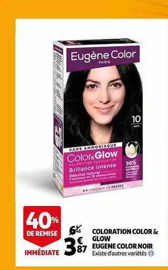 Auchan Coloration color & glow eugene color noir offre