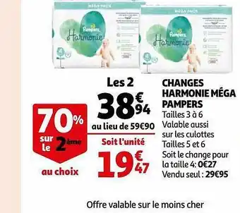 Auchan Changes harmonie méga pampers offre