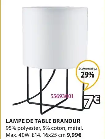 JYSK Lampe De Table Brandur offre