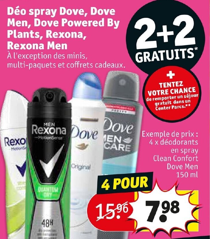 Promo Déo Spray Dove, Dove Men, Dove Powered By Plants, Rexona, Rexona