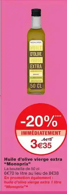 Monoprix Huile d'olive vierge extra monoprix offre