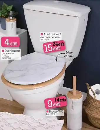 Kandy Distributeur de savon, abattant wc en bois décoré, brosse wc offre