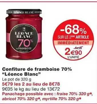 Monoprix Confiture de framboise 70% offre