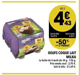 Supeco Œufs Coque Lait Milka offre