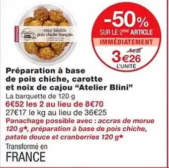 Monoprix Préparation à base de pois chiche, carotte et noix de cajou offre