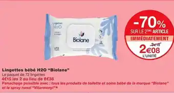 Monoprix Lingettes bébé h20 offre