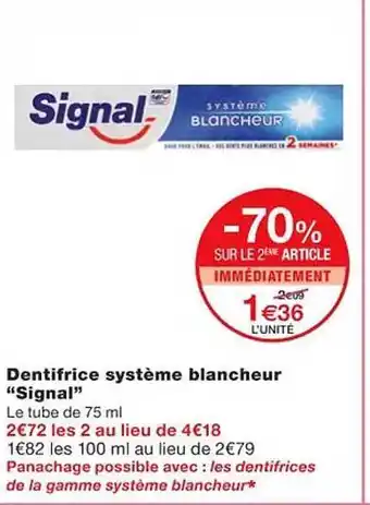 Monoprix Dentifrice système blancheur offre