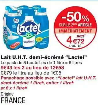 Monoprix Lait u.h.t. demi-écrémé offre