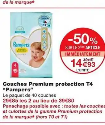 Monoprix Couches premium protection t4 offre