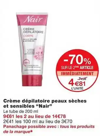Monoprix Crème dépilatoire peaux sèches et sensibles offre