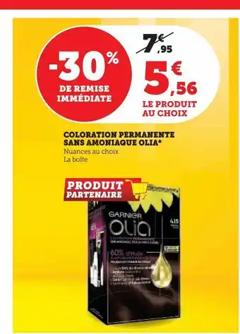 Super U Coloration permanente sans amoniaque olia* offre