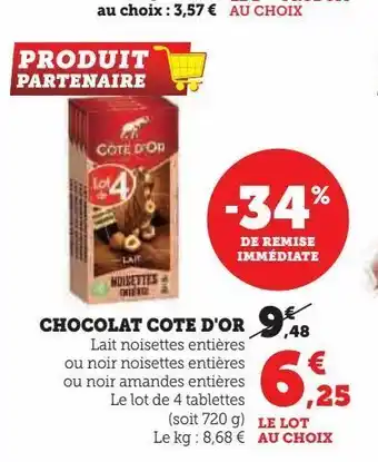 Super U Chocolat cote d'or offre