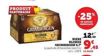 Super U Biere blonde grimbergen 6,7° offre
