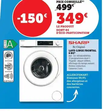 Super U Lave linge frontal 8 kg offre