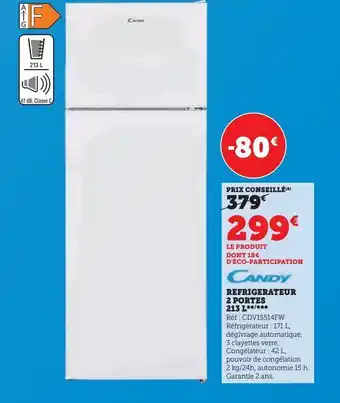 Refrigerateur 2 portes 213 l