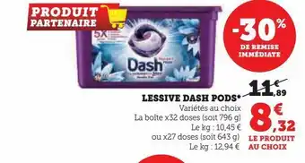 Super U Lessive dash pods* offre