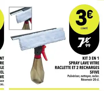 Supeco Kit 3 en 1 Spray Lave Litre Raclette et 2 Recharges offre