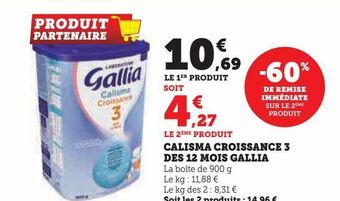 Super U Calisma croissance 3 des 12 mois gallia offre