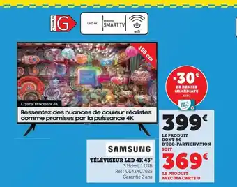 Super U Téléviseur led 4k 43" offre
