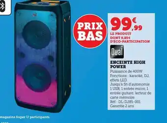 Super U Enceinte high power offre