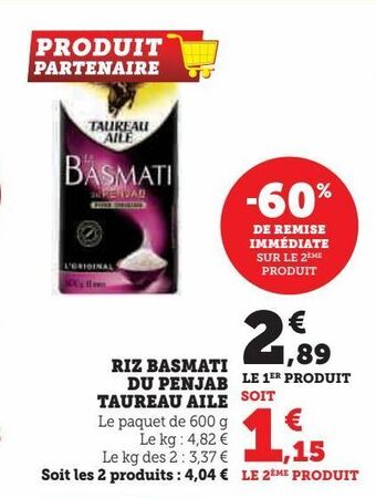 Super U Riz basmati du penjab taureau aile offre