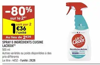 Spray 6 ingrédients cuisine lacroix