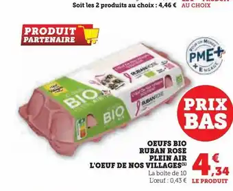 Super U Oeufs bio ruban rose plein air l'oeuf de nos villages offre