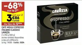 Leader Price Café moulu espresso italiano classico lavazza offre