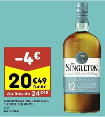 Leader Price Scotch whisky single malt 12 ans the singleton 40% vol. offre