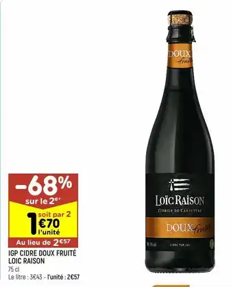 Leader Price Igp cidre doux fruité loic raison offre