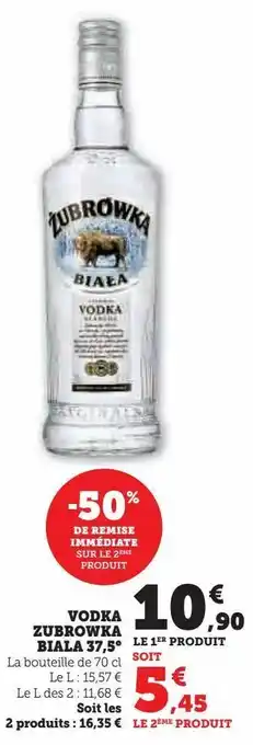 Hyper U Vodka zubrowka biala 37,5° offre