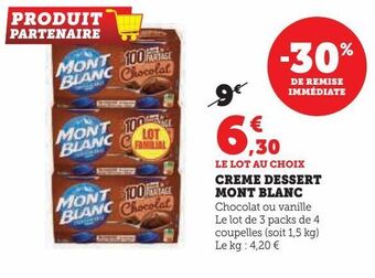 Hyper U Creme dessert mont blanc offre