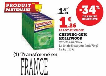 Hyper U Chewing-gum hollywood offre