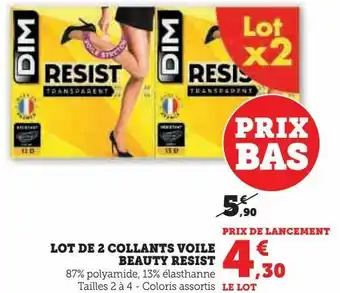 Lot de 2 collants voile beauty resist