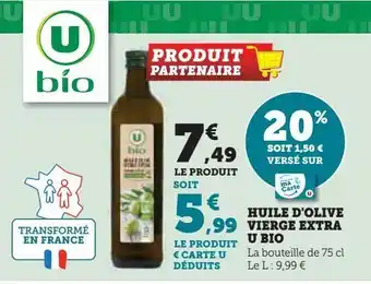 Hyper U Huile d'olive vierge extra u biohuile d'olive vierge extra u bio offre