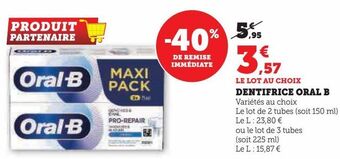 Hyper U Dentifrice oral b offre