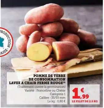 Hyper U Pomme de terre de consommation lavee a chair ferme rouge offre