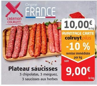 Colruyt Plateau saucisses offre