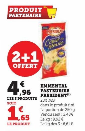 U Express Emmental pasteurise president offre