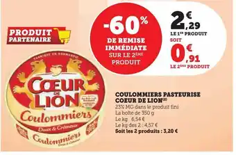U Express Coulommiers pasteurise coeur de lion offre