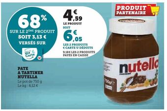 U Express Pate a tartiner nutella offre