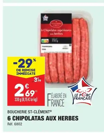ALDI 6 Chipolatas Aux Herbes offre