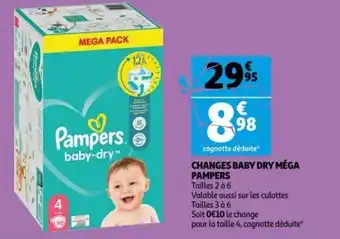 Auchan Changes baby dry méga PAMPERS offre
