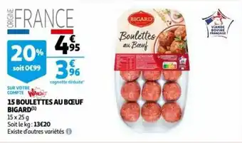 Auchan 15 boulettes au bœuf BIGARD offre