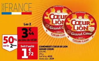Auchan Camembert coeur de lion grand coeur offre