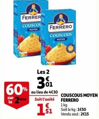 Auchan Couscous moyen FERRERO offre