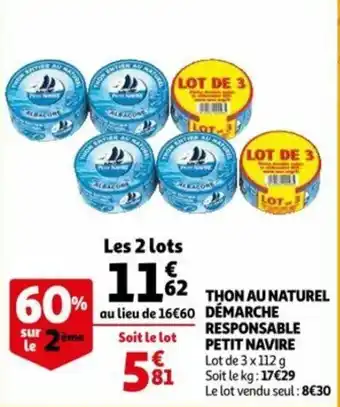 Auchan Thon au naturel démarche responsable PETIT NAVIRE offre