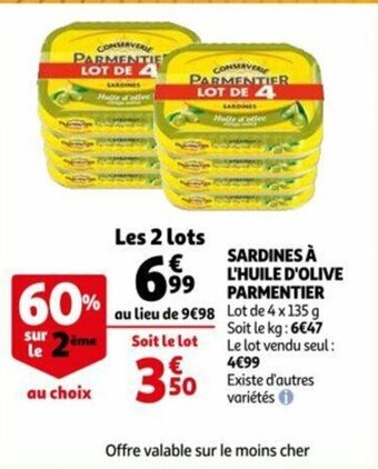Auchan Sardines à l'huile d'olive parmentier offre